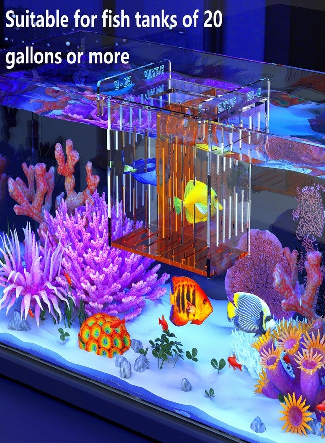 ONE BAYJF Fish Breeder Isolation Box for Aquarium Tank,Transparent Orange Acrylic Fish Acclimation Box for Clownfish Guppy Betta Coral (S) - Image 3